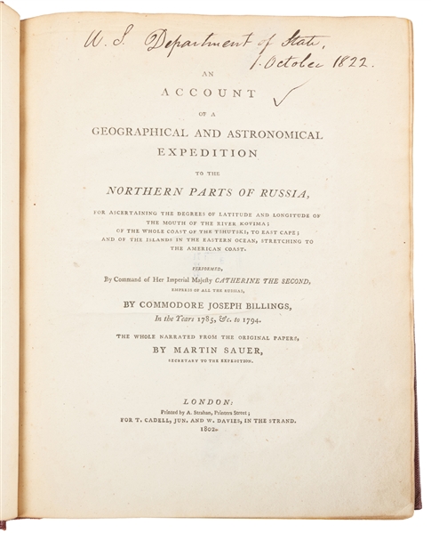  SAUER, Martin (1785-1806). An Account of a Geographical and...