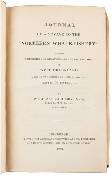  SCORESBY, Rev. William (1789-1857). Journal of a Voyage to ...