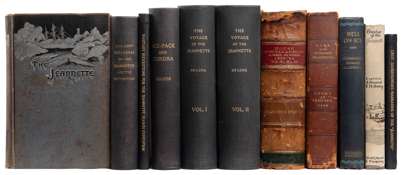  [THE STEAMER “JEANNETTE"]. Group of 10 Titles in 11 Volumes...
