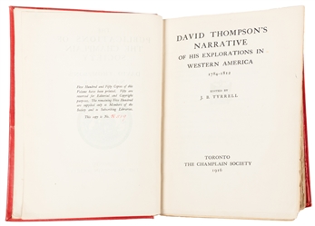  THOMPSON, David (1770-1857). David Thompson's Narrative of ...