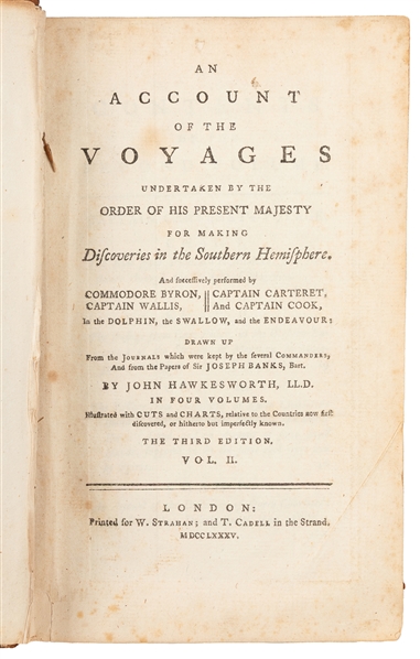  [COOK, Captain James (1728-1779), association]. HAWKESWORTH...