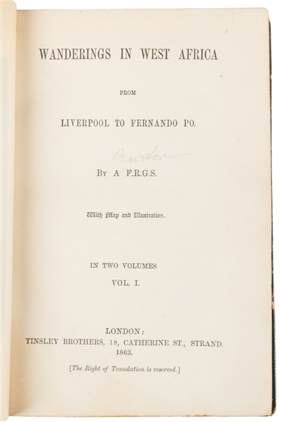  BURTON, Sir Richard Francis (1821-1890). Wanderings in West...