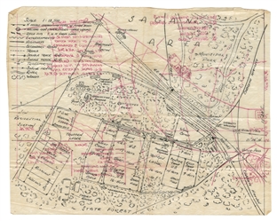  [MANUSCRIPT MAPS]. [WORLD WAR II]. Group of 5 Hand-Drawn Ma...