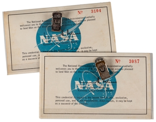  [NASA MEMORABILIA]. Group of Nearly 9 Press Passes for “Fir...
