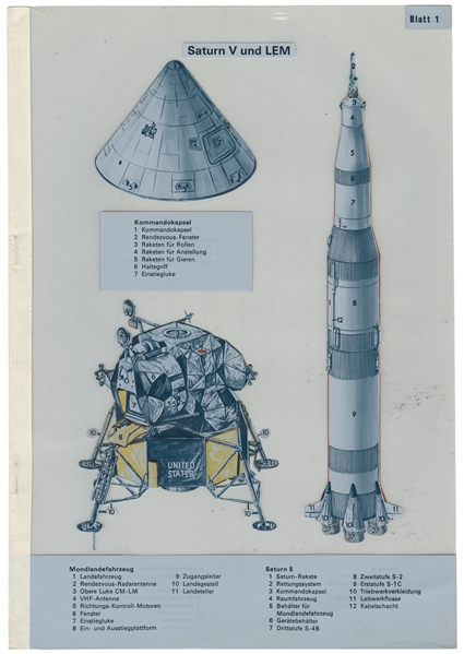  [NASA MEMORABILIA]. “Saturn V und LEM" [Germany, ca. 1960s]...