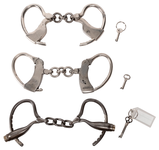  Three Sets of Vintage Handcuffs. Including a Tower & Lyon D...