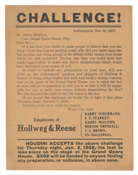  HOUDINI, Harry (Erik Weisz, 1874 – 1926). Indianapolis Oper...