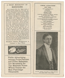  HOUDINI, Harry (Erik Weisz, 1874 – 1926). Keith Theatre Pro...