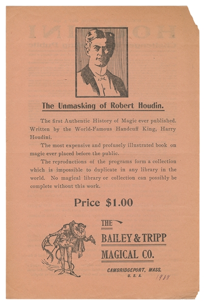 HOUDINI, Harry (Erik Weisz, 1874 – 1926). Houdini Challenge...