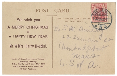  HOUDINI, Harry (Erik Weisz, 1874 – 1926). Mr. & Mrs. Harry ...