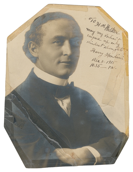  HOUDINI, Harry (Erik Weisz, 1874 – 1926). Inscribed and Sig...