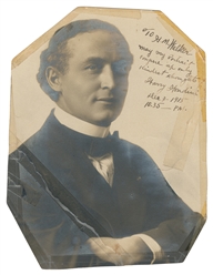  HOUDINI, Harry (Erik Weisz, 1874 – 1926). Inscribed and Sig...