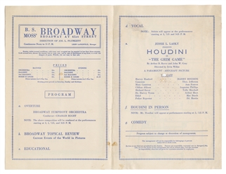  HOUDINI, Harry (Erik Weisz, 1874 – 1926). Houdini Grim Game...
