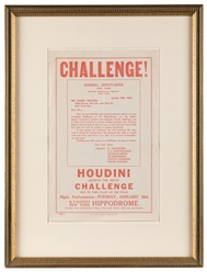  HOUDINI, Harry (Erik Weisz, 1874 – 1926). Gimbel Brothers P...