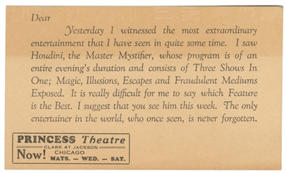  HOUDINI, Harry (Erik Weisz, 1874 – 1926). Houdini “Master M...