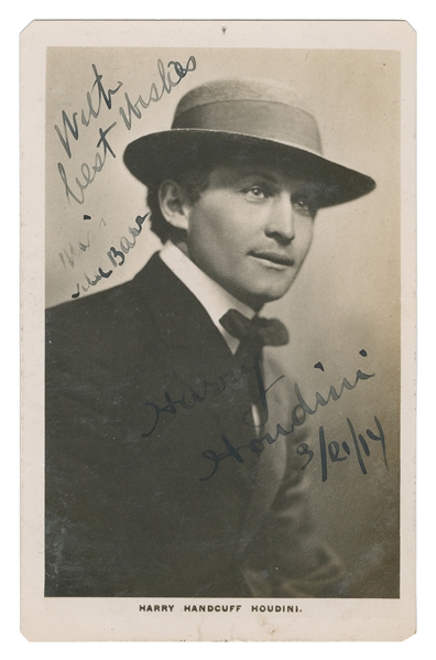  HOUDINI, Harry (Erik Weisz, 1874 – 1926). Autographed RPPC ...