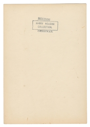  HOUDINI, Harry (Erik Weisz, 1874 – 1926). Signed Portrait o...