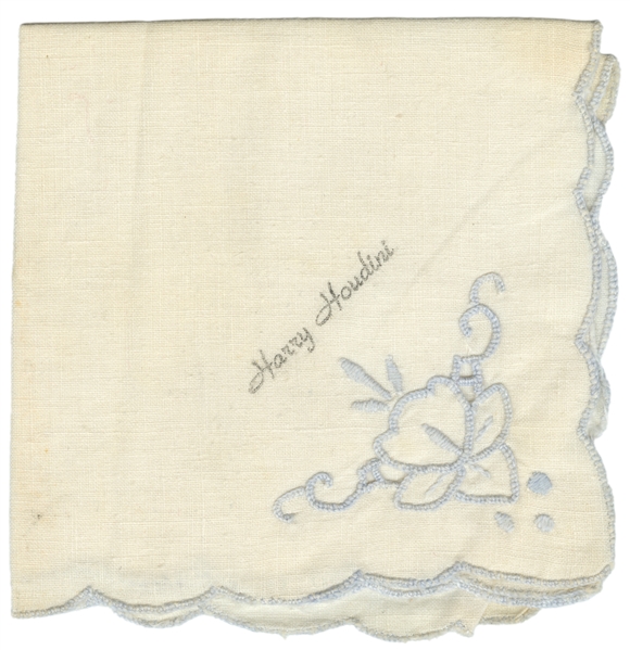  HOUDINI, Harry (Erik Weisz, 1874 – 1926). Embroidered Linen...