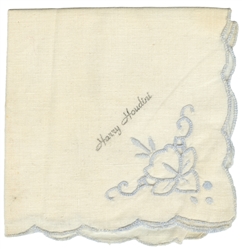  HOUDINI, Harry (Erik Weisz, 1874 – 1926). Embroidered Linen...