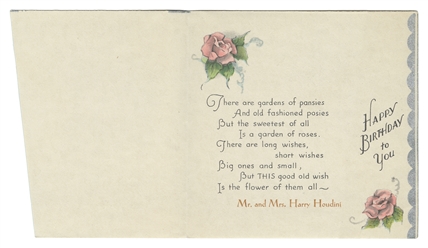  HOUDINI, Harry (Erik Weisz, 1874 – 1926). “Happy Birthday t...