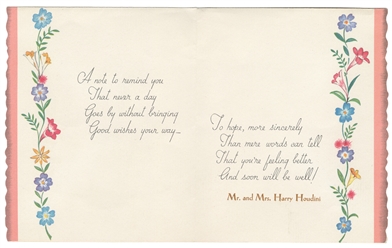  HOUDINI, Harry (Erik Weisz, 1874 – 1926). “Best Wishes for ...