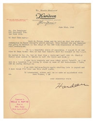  [HOUDINI] HARDEEN, Theo (1876–1945). TLS from Hardeen to Du...
