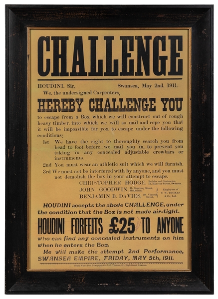 HOUDINI, Harry (Erik Weisz, 1874 – 1926). Houdini-owned pac...