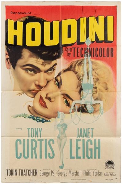  HOUDINI. Paramount Studios, 1953. One-sheet color poster ad...