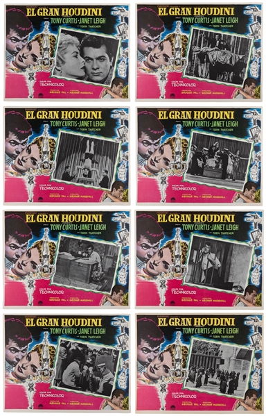  El Gran HOUDINI Lobby Cards. Paramount Studios, 1953. Compl...