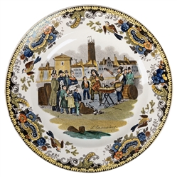  [CUPS AND BALLS] L'Escamoteur. Porcelain Transfer Plate. Ci...