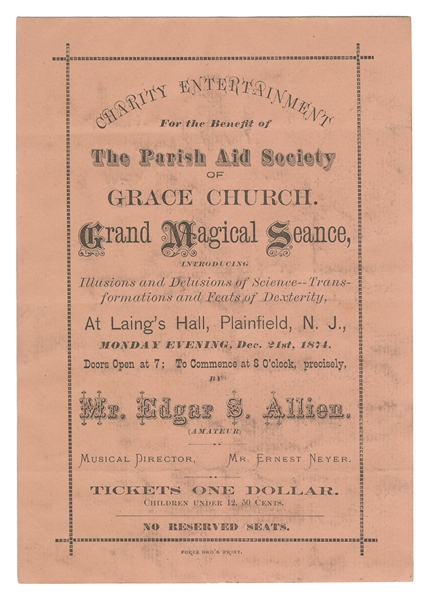  [MAGIC – PROGRAM] ALLIEN, Edgar. Grand Magical Séance Progr...