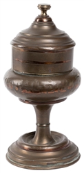  Snuff Vase. European, ca. 1890. Spun brass vase with lid tr...