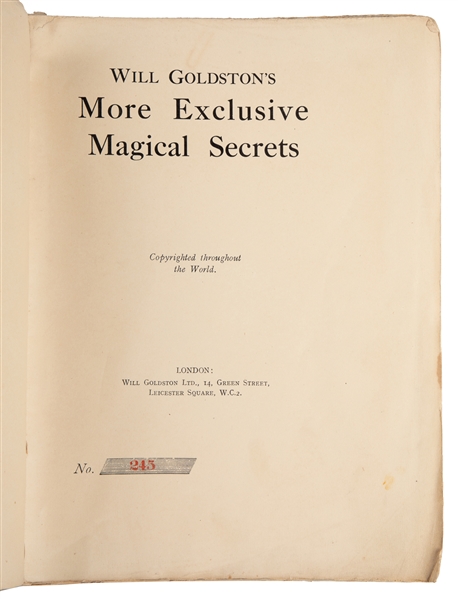  GOLDSTON, Will (1878 – 1948). More Exclusive Magical Secret...