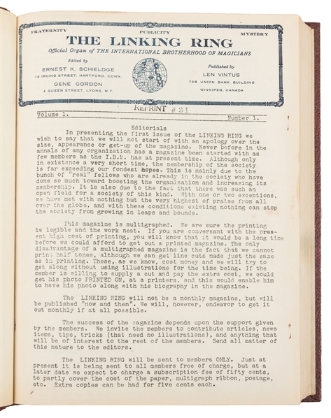  The Linking Ring. Ernest Schieldge and Gene Gordon. Monthly...
