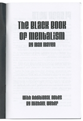  MAVEN, Max (1950 – 2022). The Black Book of Mentalism. [Los...