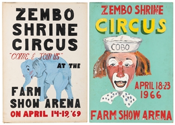  Zembo Shrine Circus. Two poster maquettes. 1966/69. Gouache...