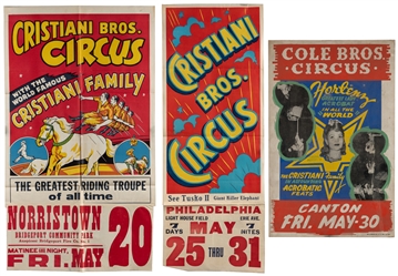  Pair of Cristiani Bros. Circus Posters, and a Cole Bros. Wi...