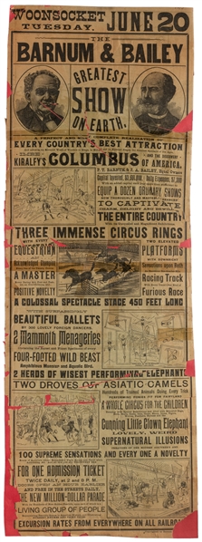  The Barnum & Bailey Greatest Show on Earth Broadside. Woons...