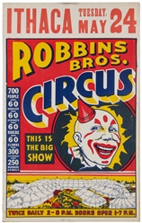  Three Circus Window Cards. 20th century. Color window cards...