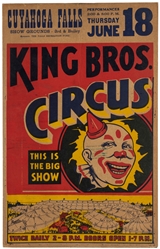  Group of Five Circus Window Cards. Color window cards. 22 x...