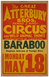  Group of Five Circus Window Cards. Color window cards. 22 x...