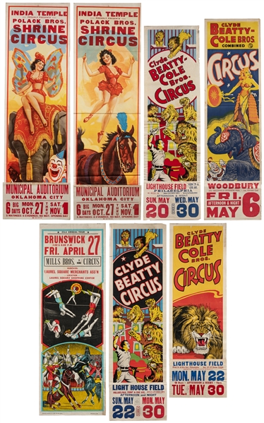  Group of 7 Circus Panel Posters, Plus 2 Heralds. [V.p., ca....