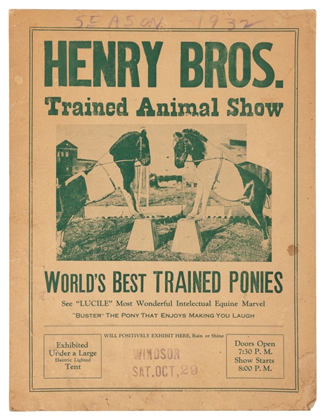  Henry Bros. Trained Animal Show / Worlds Best Trained Poni...