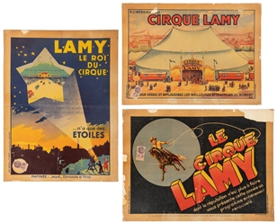  Trio of “Cirque Lamy French Window Cards. Paris: Bedos, [c...