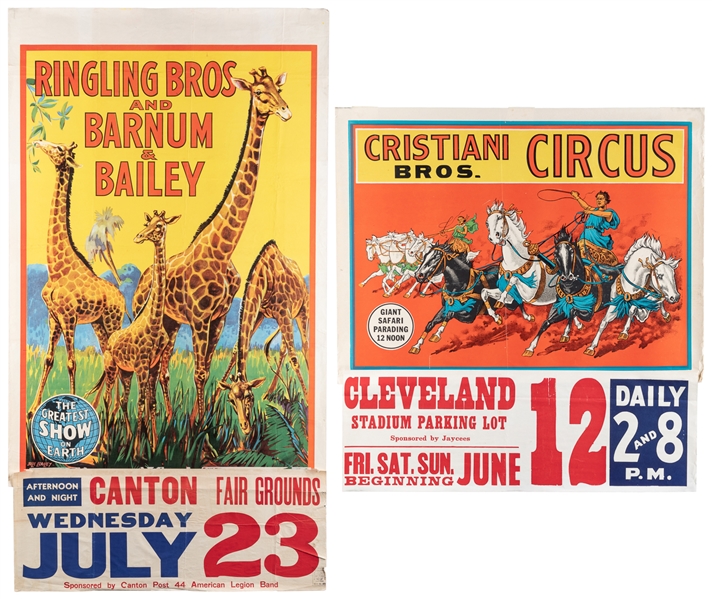  Two American circus posters. Including: Ringling Bros. and ...