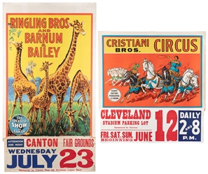  Two American circus posters. Including: Ringling Bros. and ...