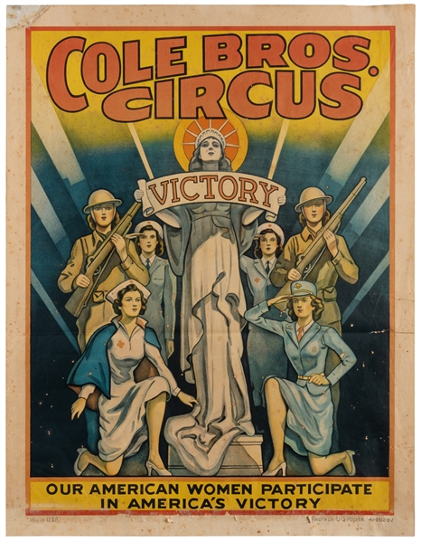  Cole Bros. Circus. / Victory. Circa 1945. Patriotic World W...