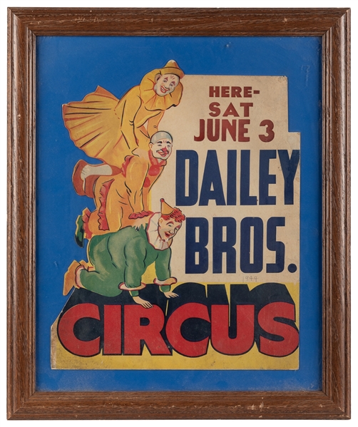  Dailey Bros. Circus standee. Circa 1940s. Cardboard standee...
