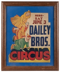  Dailey Bros. Circus standee. Circa 1940s. Cardboard standee...