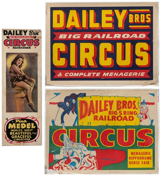  Dailey Bros. Big Railroad Circus. Three posters. Circa 1940...